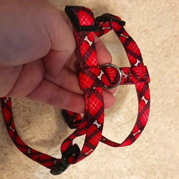 EUC ~Youly Classic Adjustable Dog Harness Red Plaid w/ Small Bones(Size: Medium) - Picture 4 of 7